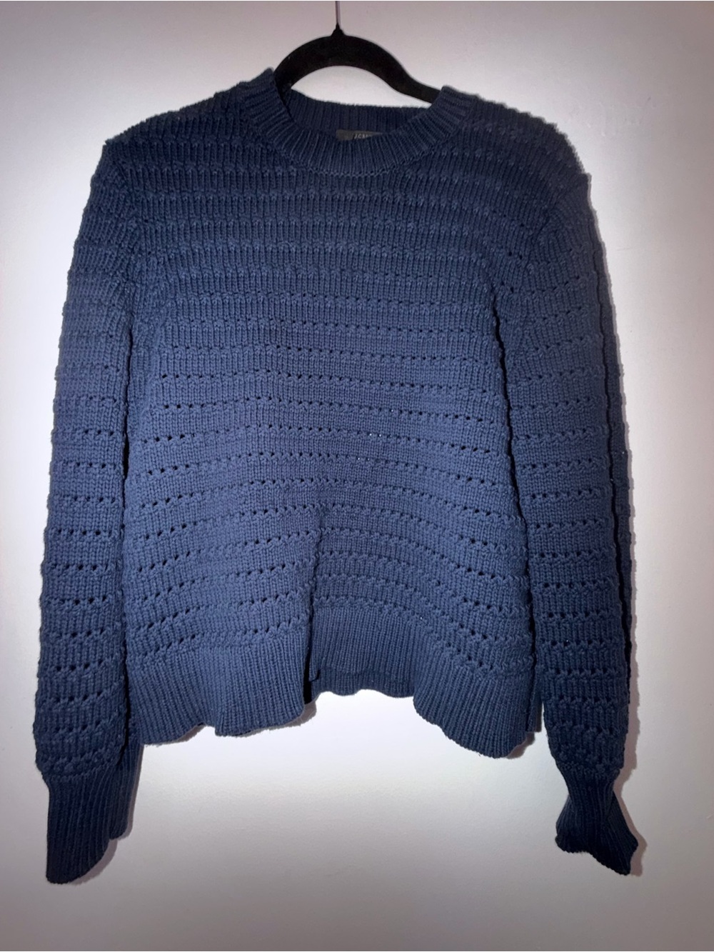 J. Crew Textured Navy Crewneck Sweater